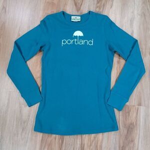 🔺️Little Bay Root Teal 'Portland' Umbrella Long Sleeve Thermal Knit Top XLarge